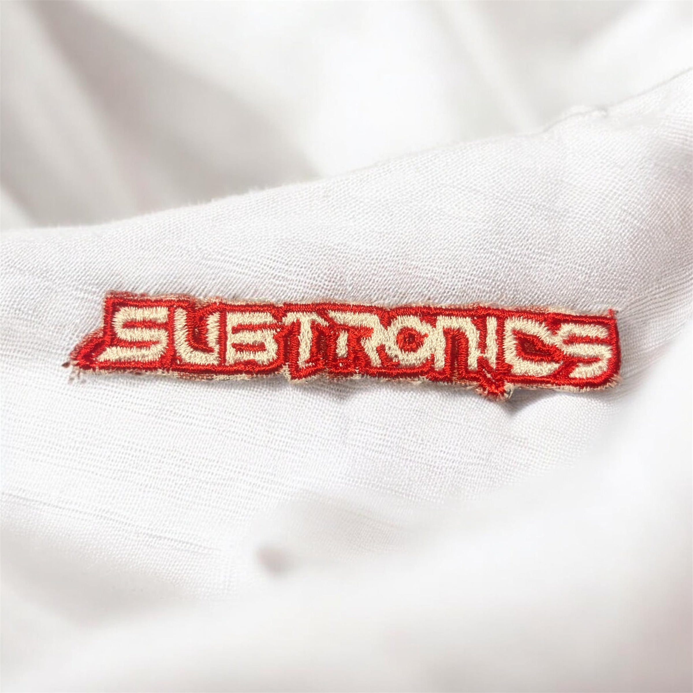 Red and White Subtronics Iron On Patch