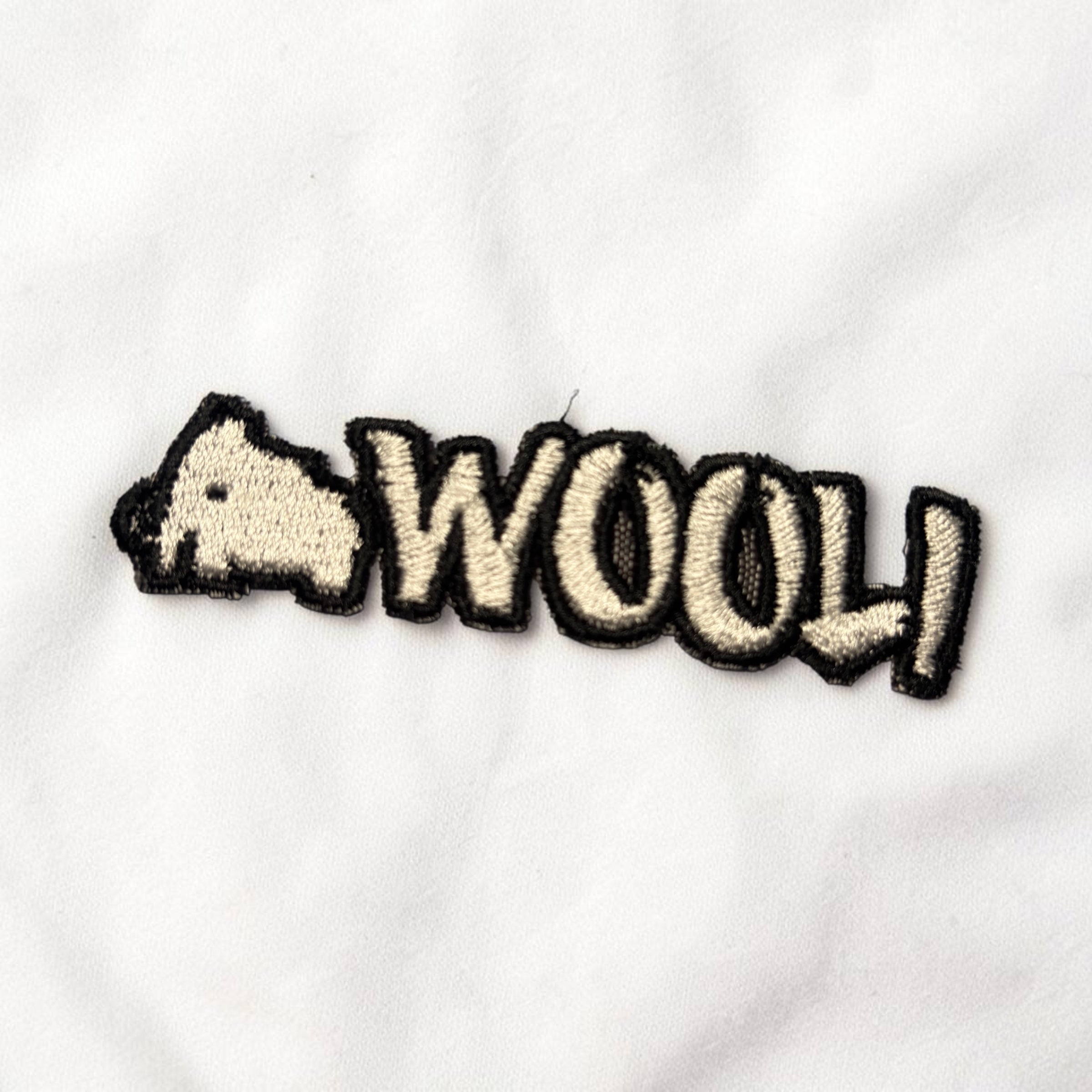Black & White Wooli Iron On Patch