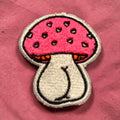 Pink & Orange Mushroom Butt Iron On Patch