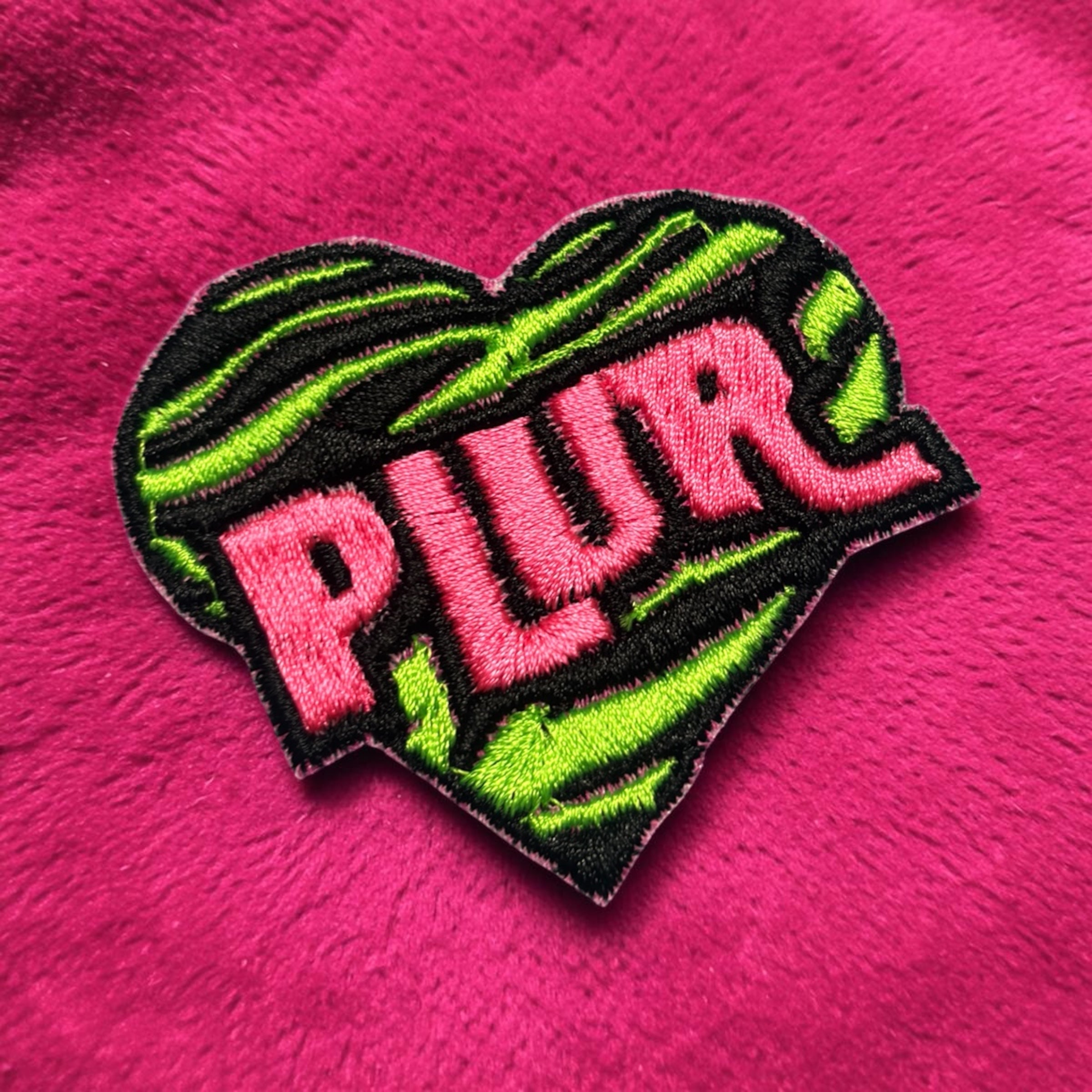 Zebra PLUR Heart Iron On Patch