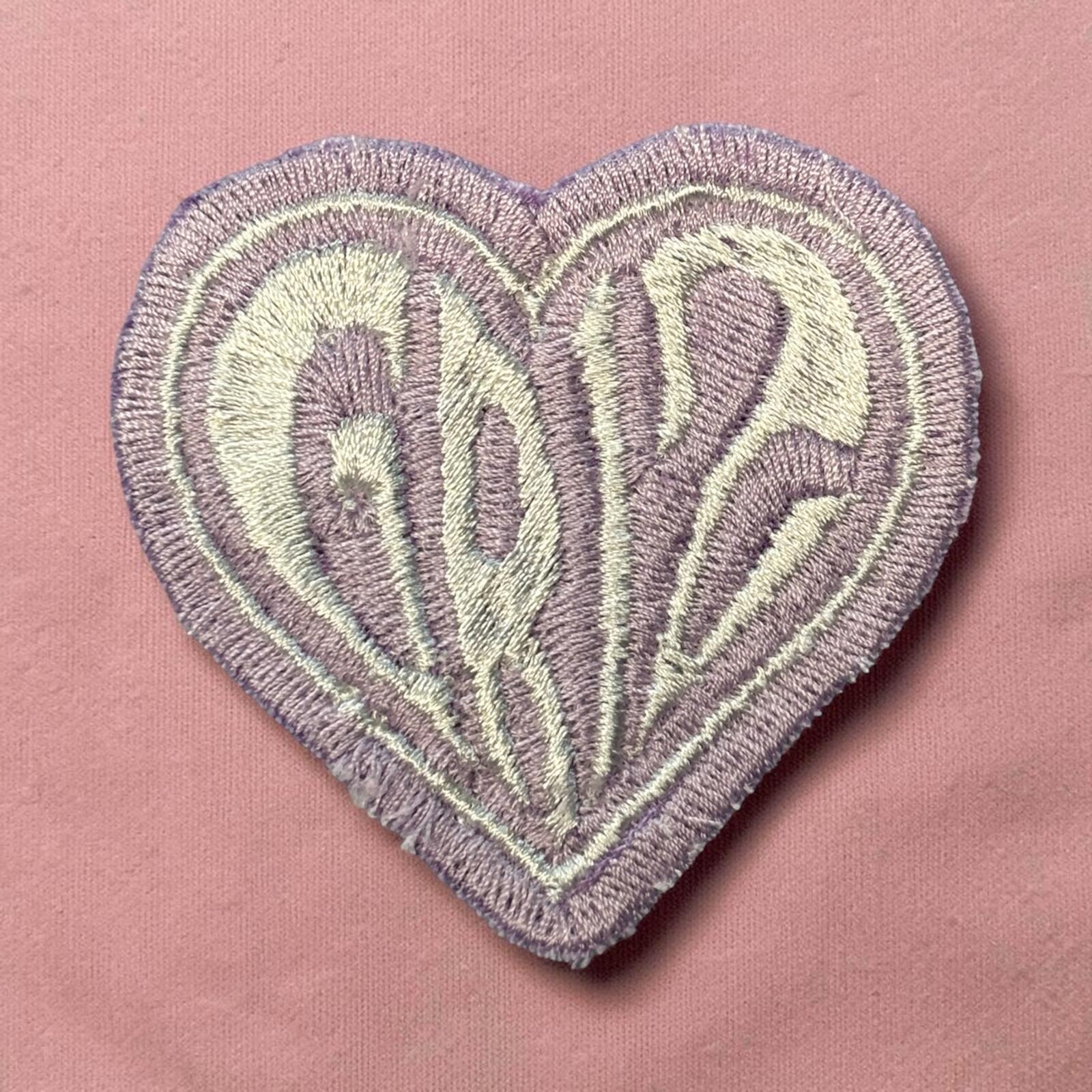 Griz Light Purple Heart Embroidery Patch