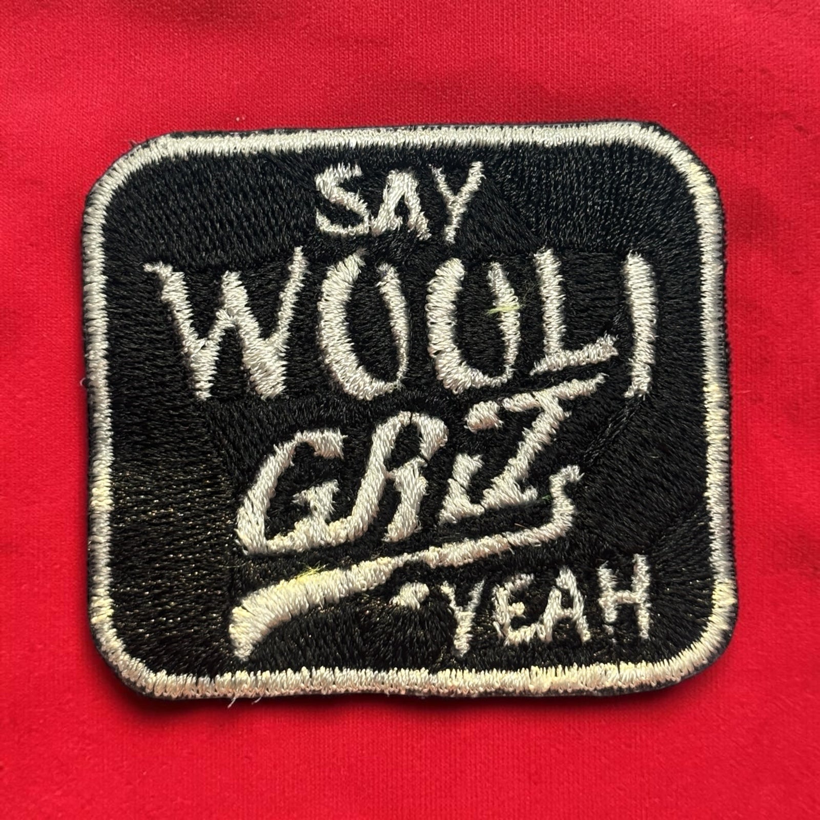 Wooli Griz Black White Iron On Embroidery Patch